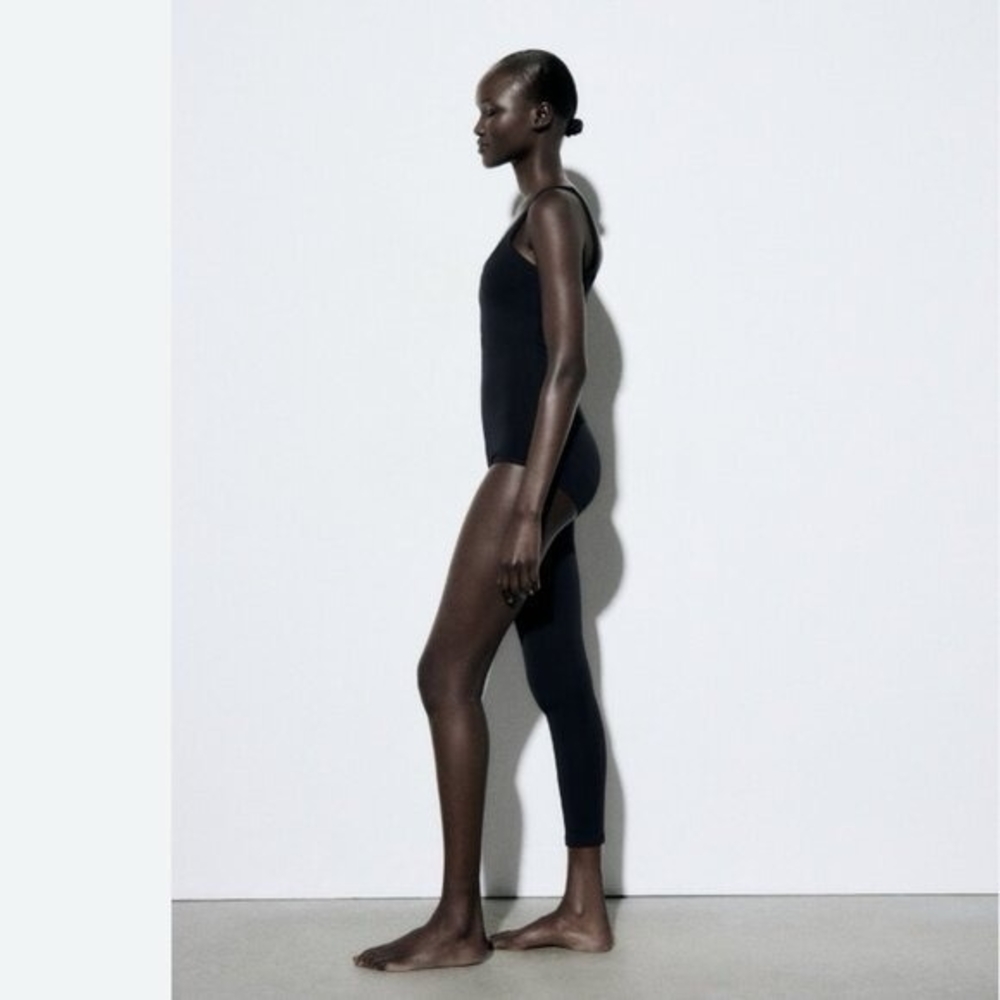Zara Black Jumpsuit Asymmetrical Ruched